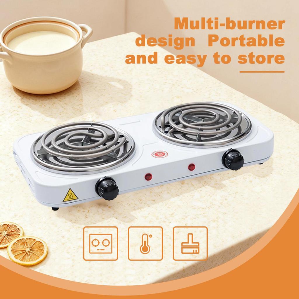 Countertop Double Burner Electric Cooking Stove for Stewing Braising Boiling Heating Tube