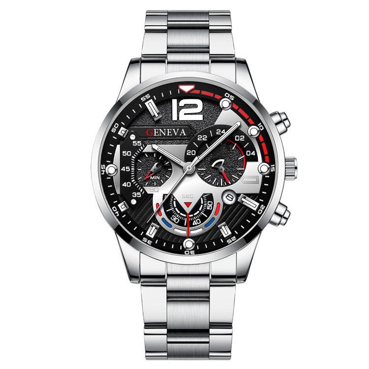 Geneva Fashion Men's Steel Band Calendar Wristwatch - Business Edition
