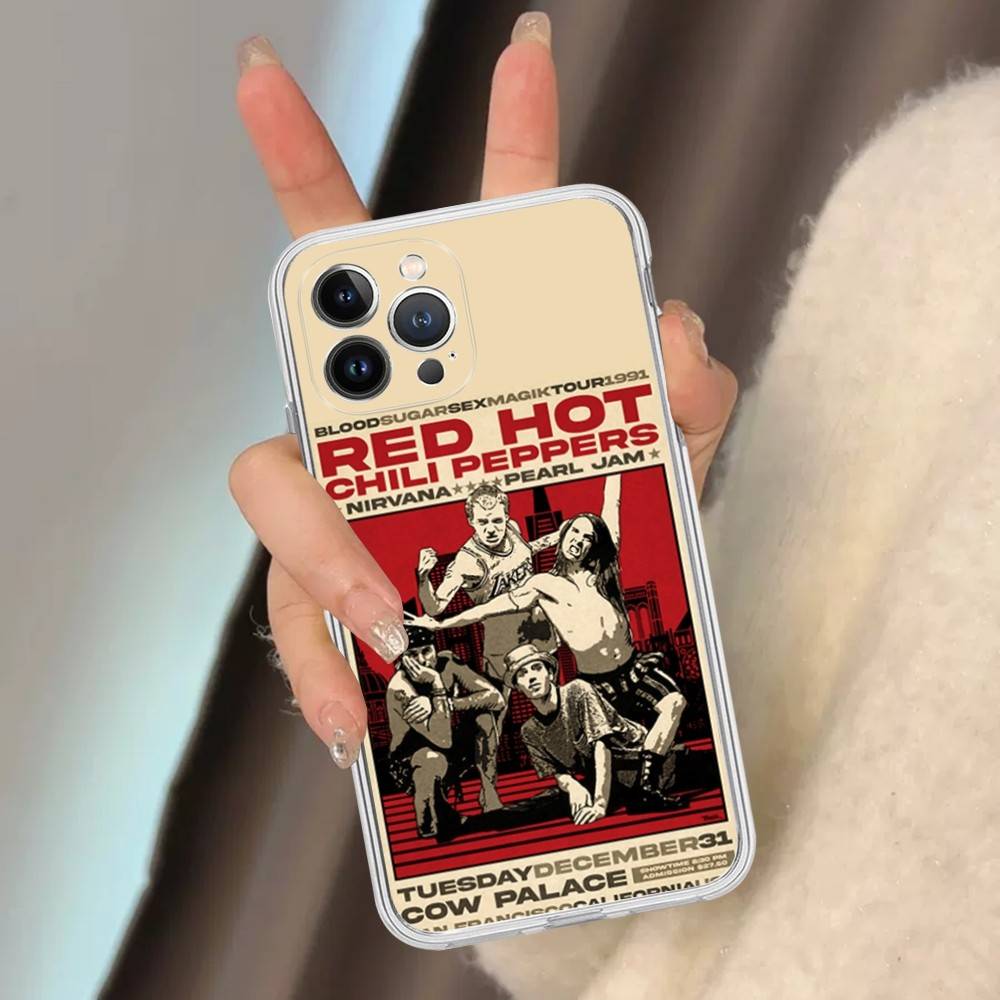 Red Hot Chili P-Peppers Band Transparent Phone Case For IPhone 17 Air 16 Pro Max 15 14 13 12 11Plus Shockproof Cover