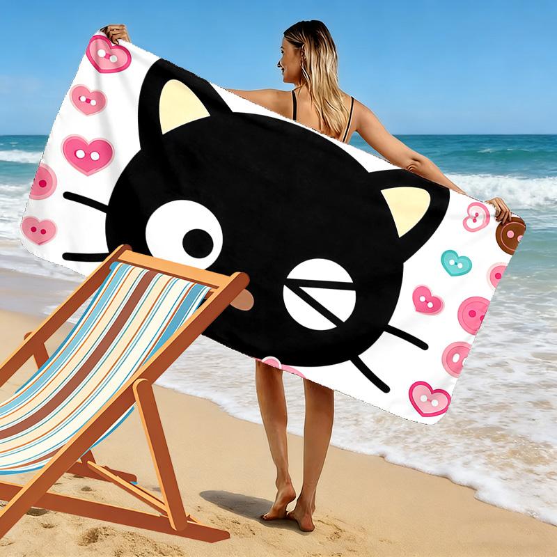 Chococat Print Beach Towel, Large Soft Quick Dry Towel for Beach Camping Swimming
