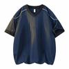 V-neck Loose Short-sleeved Men's T-shirt Summer Casual Splicing Thin Top