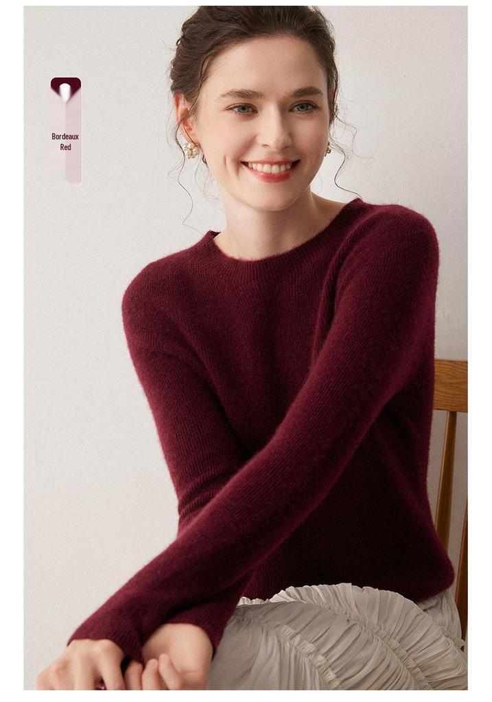 Women's Striped 100% Cashmere Round Neck Sweater - Autumn/Winter Collection
