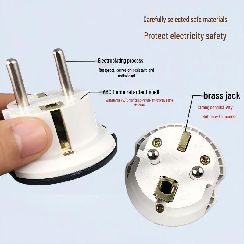 Chunky Pin Multi-Standard Converter Plug: German, European, Thai, Korean, Vietnamese, French, and Bali Standards Compatible.