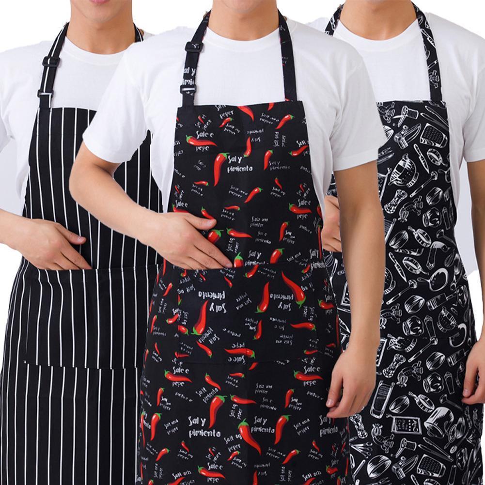 Küchen Kochschürze Koch Halterhalsschürze Mit 2 Taschen Catering Ärmellose Schürzen Mann Frau BBQ Kellner Bedruckte Schürze