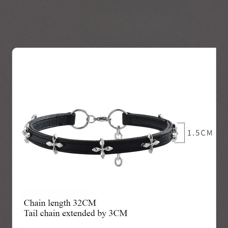 Flower Wreath Thick Neck Ring Choker Collar Retro Patchwork Leather Versatile Pendant