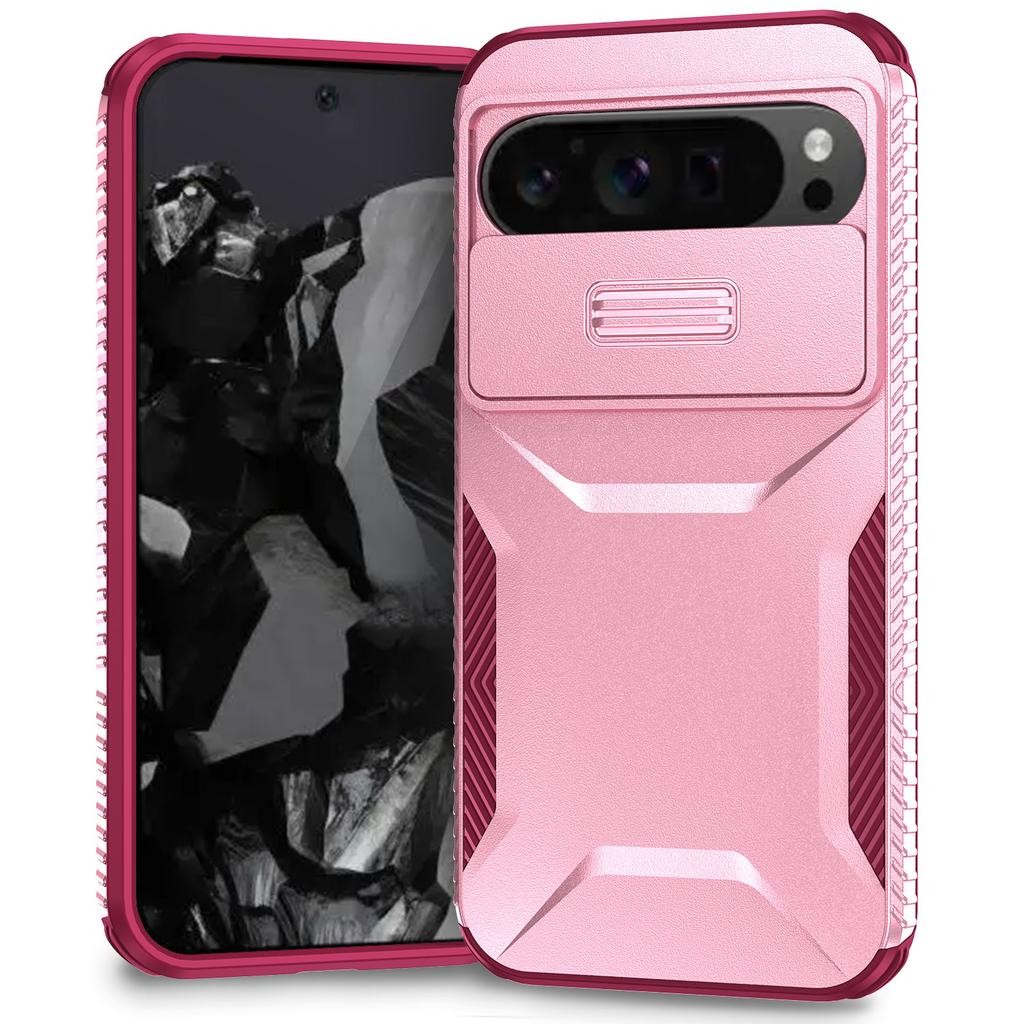 For Google Pixel 9 Pro XL Case TPU+PC Non-Slip Side Edge Phone Cover with Lens Lid