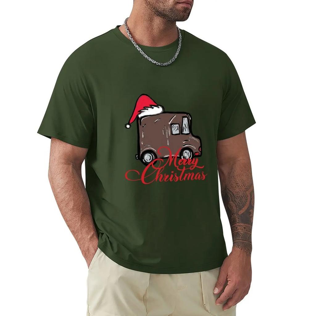 Merry Christmas Ups Driver Truck Mail Carrier Gift Santa Hat T-Shirt cute tops customs quick-drying graphic t shirts