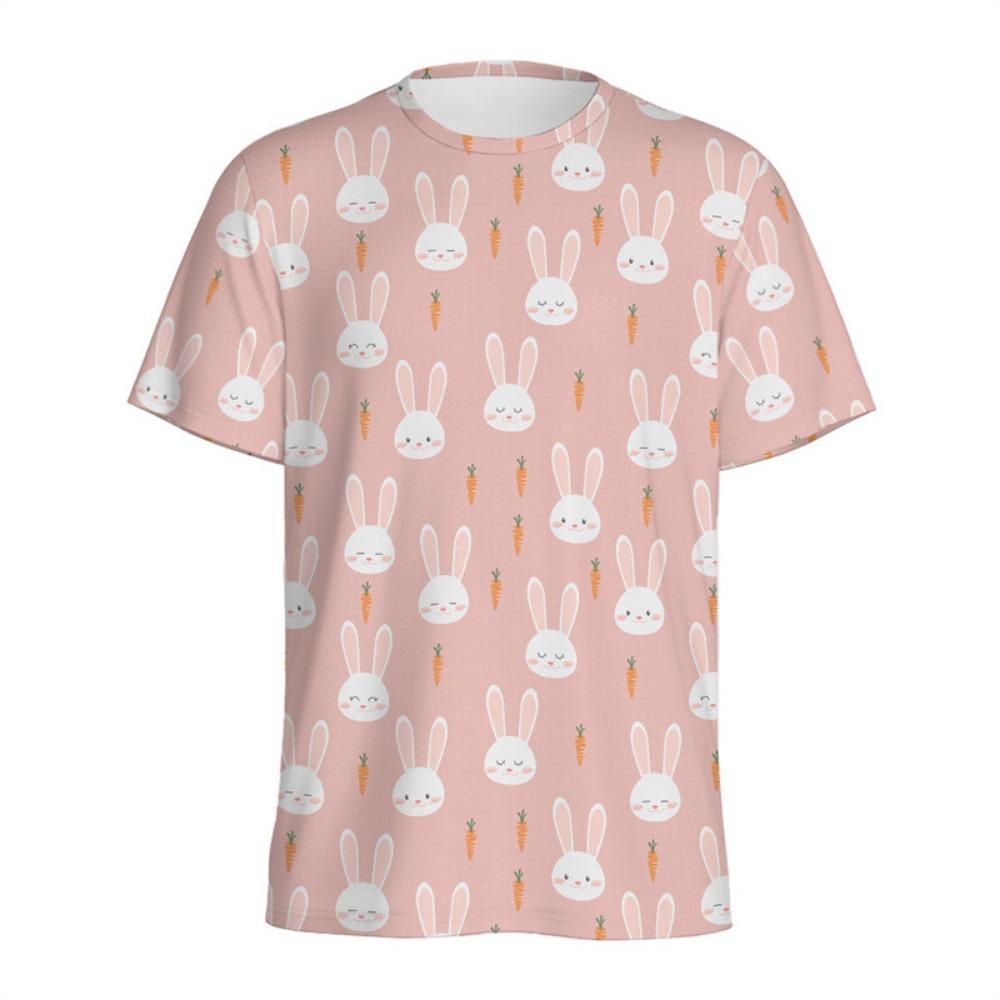 Cartoon Rabbit Graphic T-shirt For Men Women Fashion 3D Printed Animal T Shirts Summer Round Neck Tees Loose Short Sleeves
