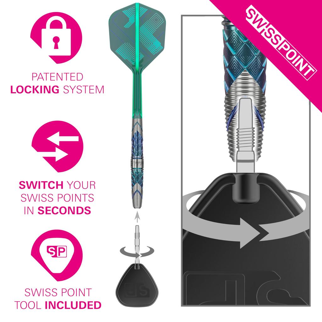 Target Japan KAZE ZERO 02 90% Tungsten Steel Tip Darts Set 23g K-Flex No.6 Flights Swiss Storm Tip 26mm & LNC Tip 30mm Barrel Length 50mm