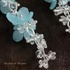 Blue Crystal Flower Tassel Earrings - Handmade, Original Design for Seaside Vacations