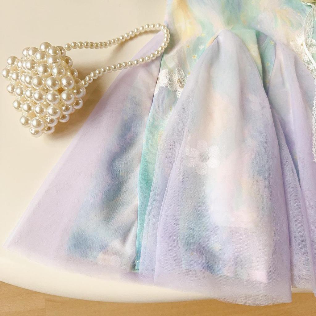 Mädchen Puffärmel Ärmellos Sommer Prinzessinnenkleid