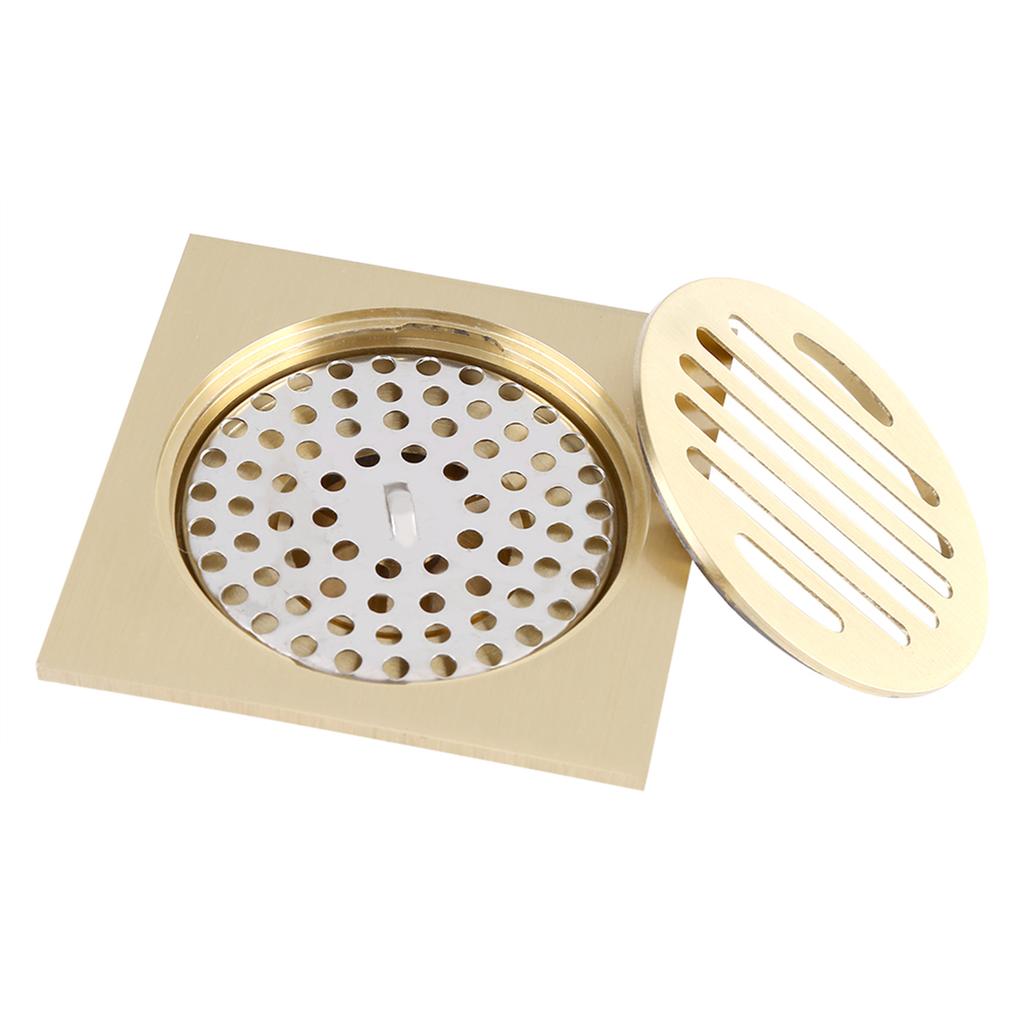 Square Floor Drain Bathroom Shower Waste Grate Brass Constructed Strainer Home Attachment