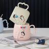 Ceramic Cup with Lid Creative Cartoon Three Dimensional Relief Penguin Mug  Office Home  Student Gift and Souvenir