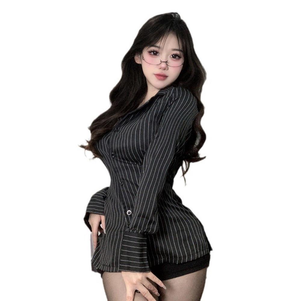 Domila Lenjerie Sexy Sexy Pure Desire Uniforma Secretara Seducție Pasiune Cămașă Costum în dungi Qqny