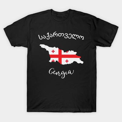 Asian Size Men Black Print T-shirt Super Large TShirt Georgia No-Cut Heat Transfer Print Cotton Tshirt