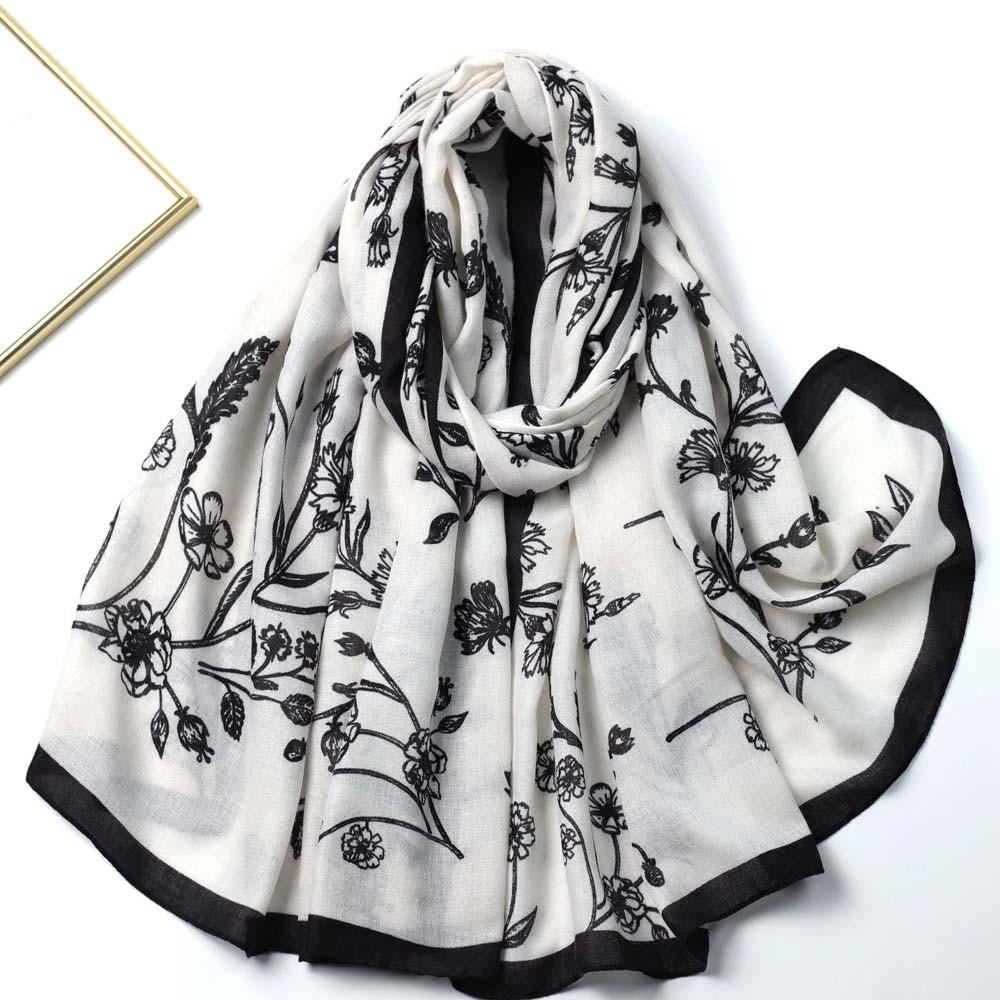 Long Women Floral Scarf Breathable Sunscreen Headscarf Sweet Thin Large Shawl  Vacation