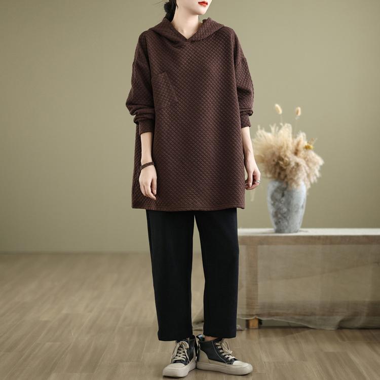 Dimanaf 2024 Otoño Vintage Jerseys Tops Mujeres Ropa a cuadros Sudaderas con capucha Sudaderas de gran tamaño Sueltas Casuales