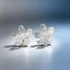 Three-Dimensional French Texture Silver Pearl Flower Stud Earrings for Women - Cool and Elegant Design