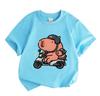 Kids Boys Girls 100% Cotton Crew Neck Short Sleeve T-Shirt, Cute Capybara Ride Electric Motorcycle Printed Casual Soft Lightweight Tee for Children Da