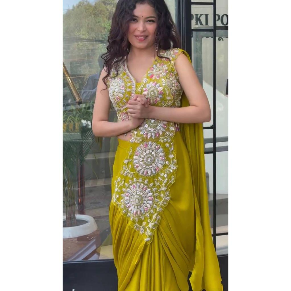 New Superhit Launch – Trending Drape Ready To Wear Saree with Stylish Embroidered Blouse