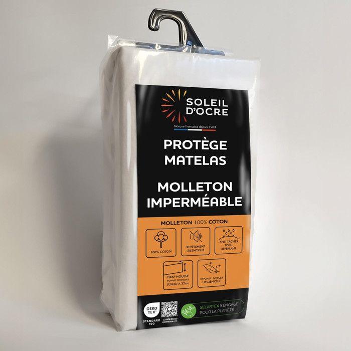 Protege matelas coton 200x200 cm MOLLETON imperméable, par Soleil d'ocre