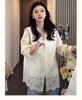 Stylish Women's Chinese-Style Vest & Lace V-Neck Long Sleeve Blouse Set