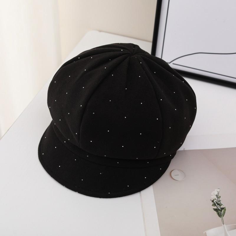 Minimalist Vintage Baseball Cap With Rhinestone Detail Womens Adjustable Wide Brim Hat Winter
