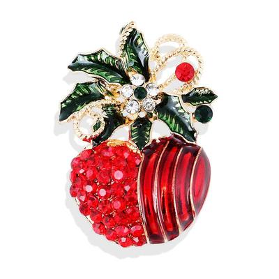 Lanhao Cartoon Weihnachtsapfel Brosche Anstecknadel für Männer und Frauen XZ4577