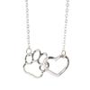 Dog Paw Print Heart Necklace: Women's Hollow Heart Clavicle Chain - European and American Style