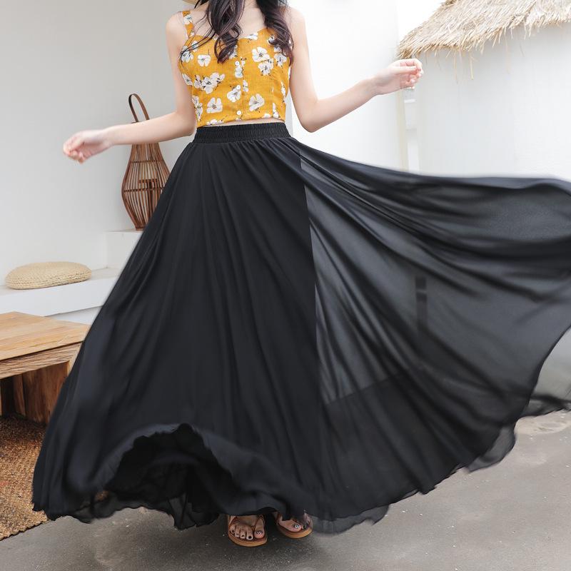 Elegant Spring Chiffon Swing Dress - A-Line Layered Beach Fairy Skirt for Women