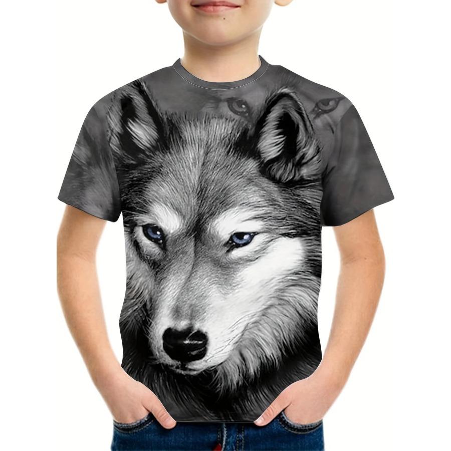 Kids Wolf Cartoon Top Fashion Summer Printed 3D T Shirt Boys Tees Casual Short Sleeve O Neck Girls Tops