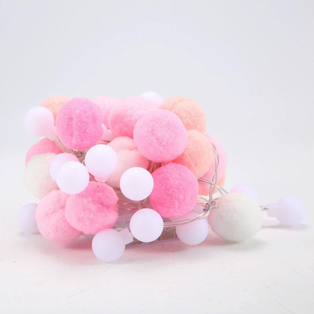 New LED LED Pompom Light String Round Pompom String of Colorful Lights  Home Decorated Style C