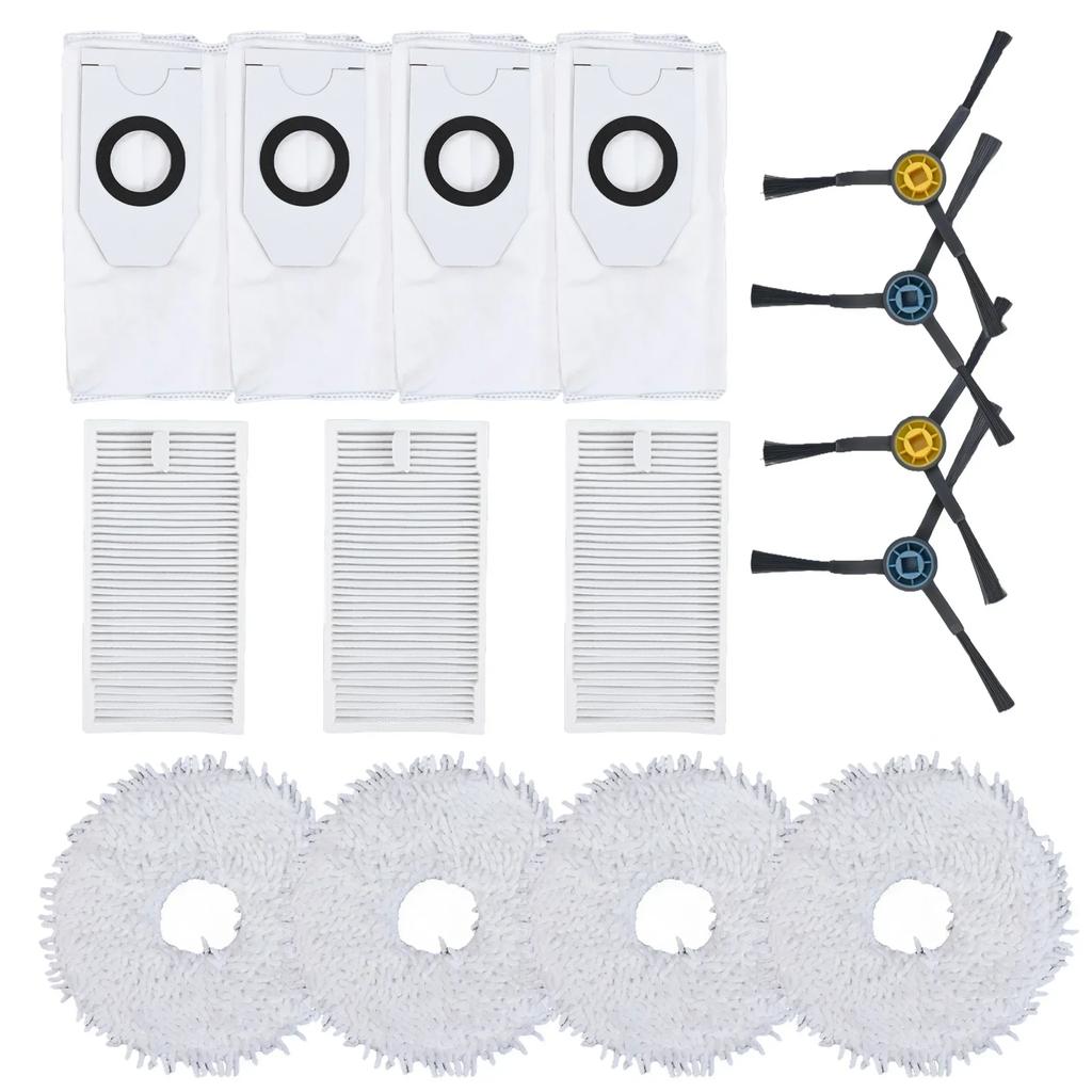 Vacuum Cleaning Accessory Pack for Midea V12 Filters Mop Cloths Dust Bags and Side Brushes for Reliable Service