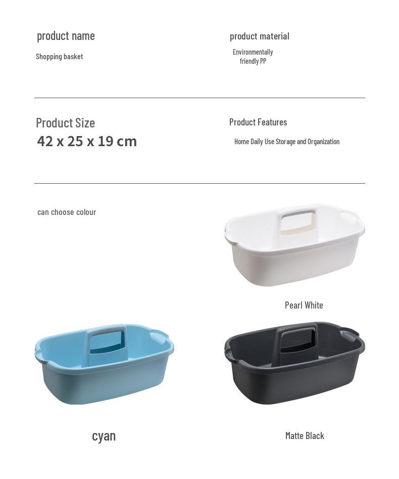 Thick Plastic Handheld Storage Basket for Bathroom, Kitchen, Cosmetics, and Cleaning Tools