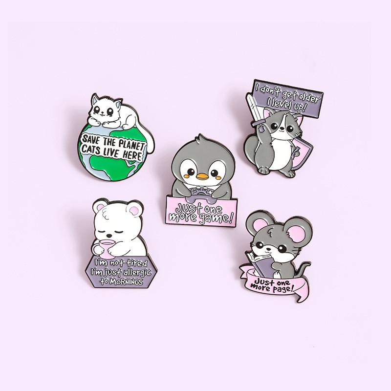 Cute Cartoon Animal Brooches Featuring Adorable Cats Penguins And Polar Bears For Unique Style