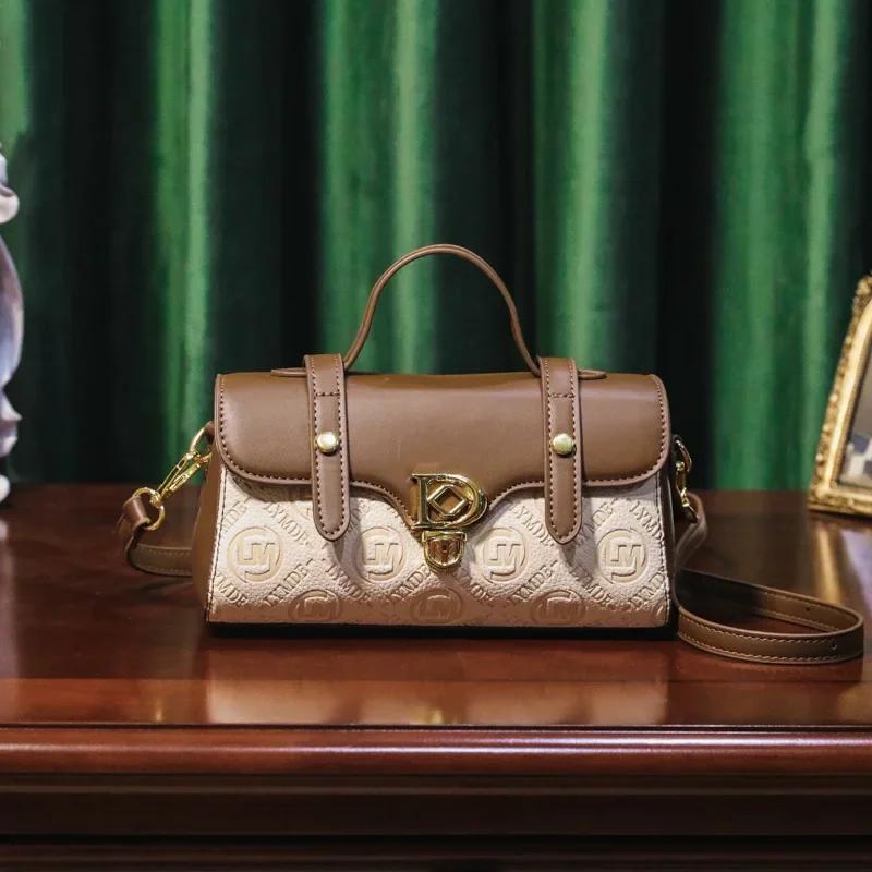 Bolso de hombro informal con estampado baguette para niña, bolso pequeño con combinación de colores retro, bolso de moda para cien niñas