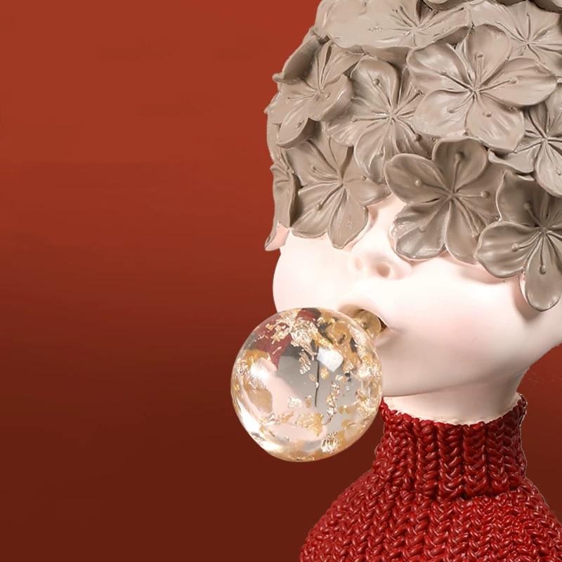 Statua Bambola Soffia Bolle Arte Astratta, Decorazione Soggiorno, Artigianato Decorativo Scultura in Resina, Accessori Decorazione Casa
