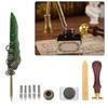 Retro   Pen Set Vintage Map Pattern Quill Pen Set with 5 Replacement Nibs Pen Stand Base Ink Empty Bottle for Writing