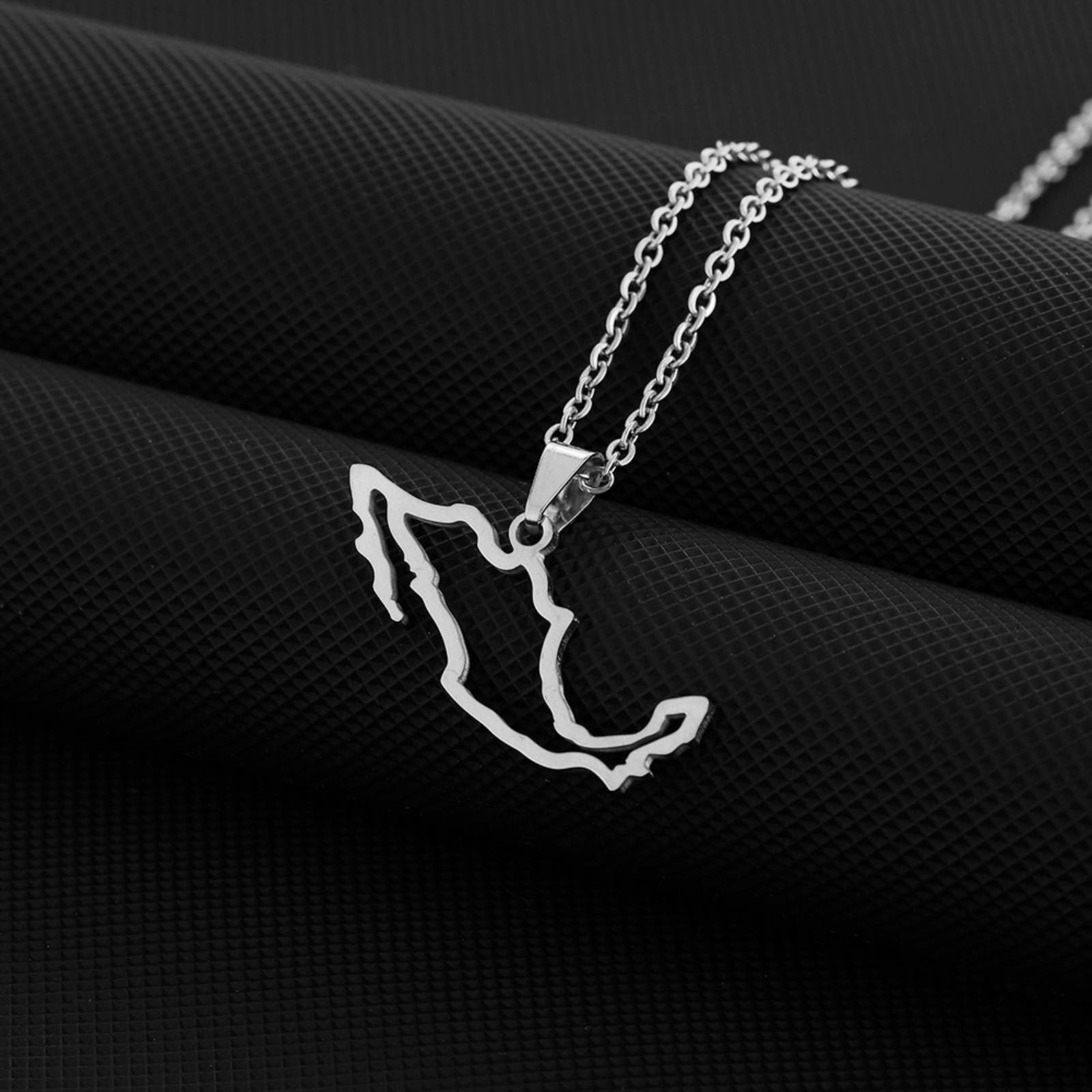 Map of Mexico Pendant Necklace for Women Men Stainless Steel Jewelry Gift