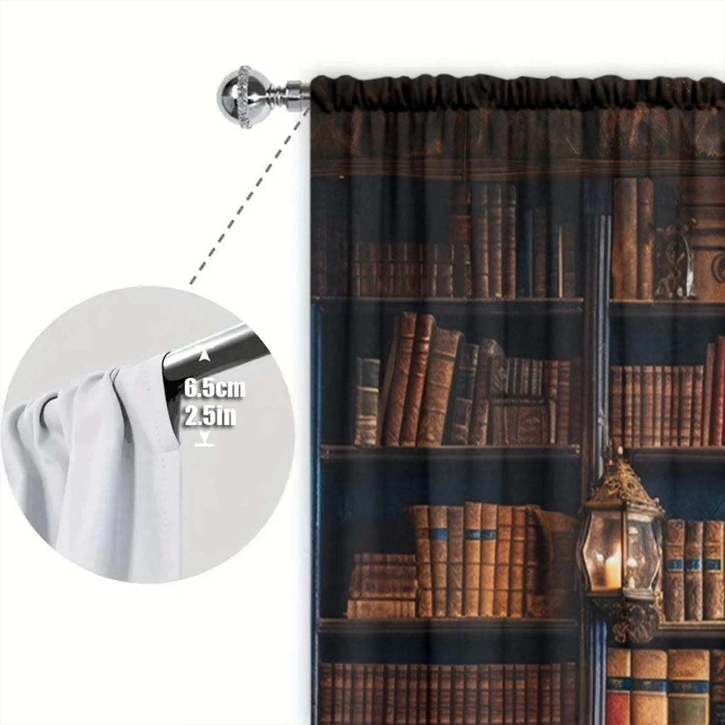 Middle Ages Bookcase Printed Curtain Home Decor Window Treatment Bedroom Kitchen Living Room Curtains Made Of Polyester With Rod Pocket Area