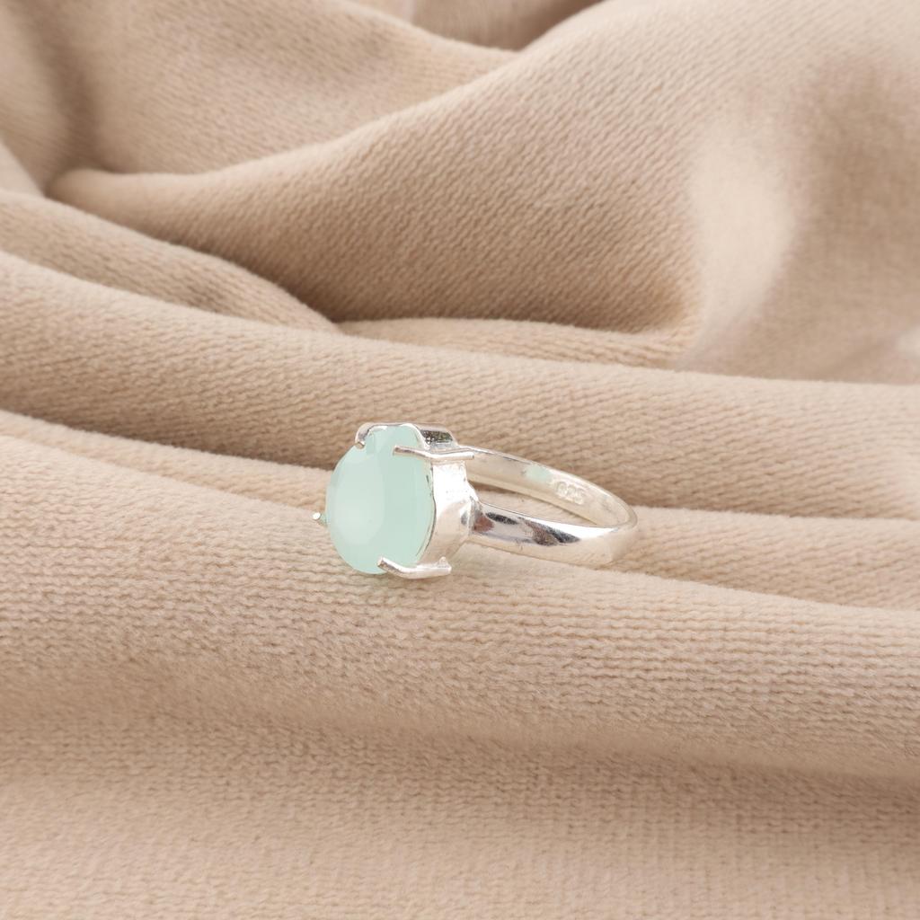Natural Aqua Chalcedony Gemstone 925 Sterling Silver Designer Pretty Ring Gift For Mother RR-81-18