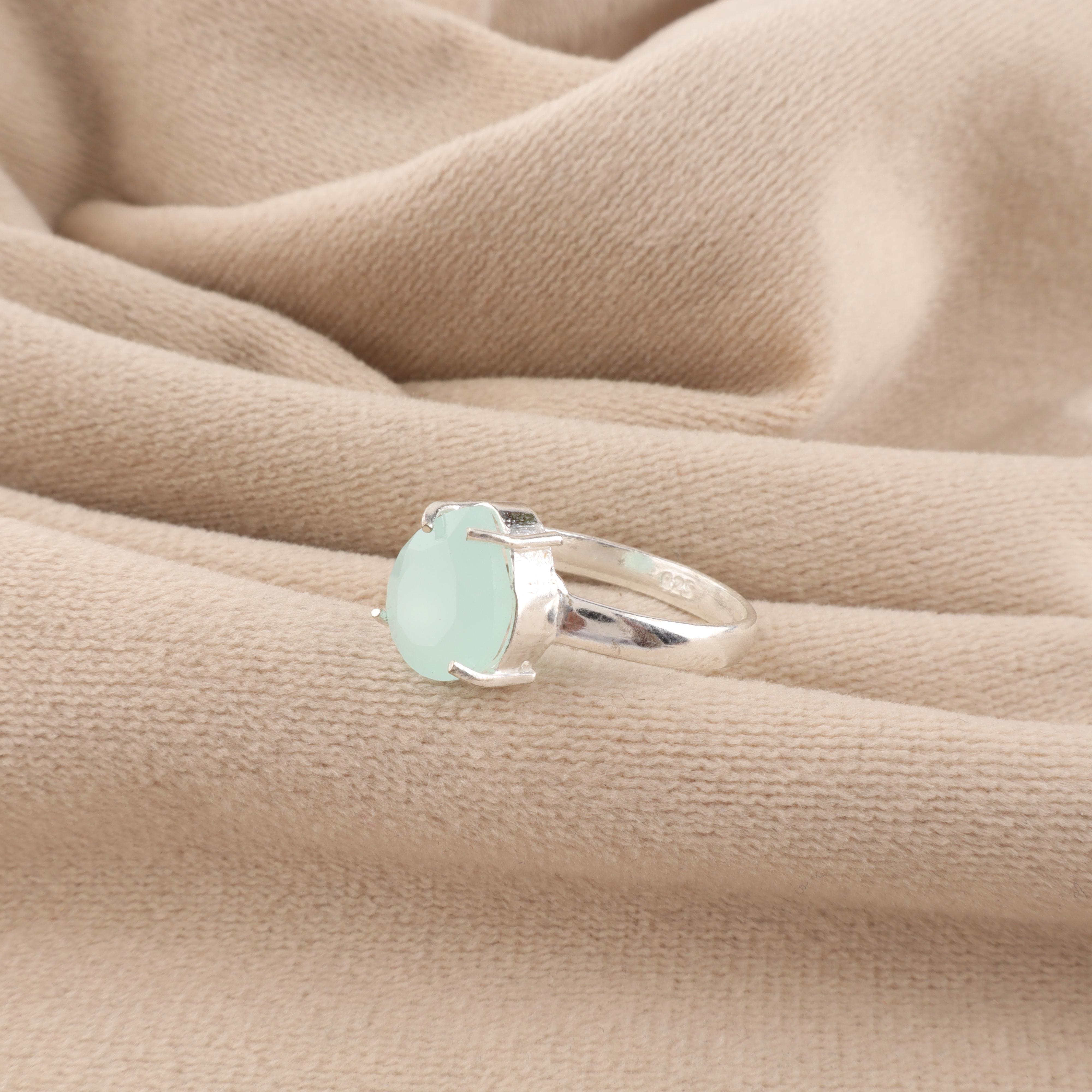 

Natural Aqua Chalcedony Gemstone 925 Sterling Silver Designer Pretty Ring Gift For Mother RR-81-18 13