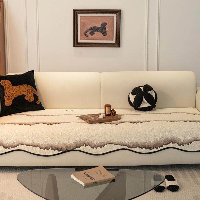 Sofa Cushion Universal In All Seasons New Sofa Cover Advanced Integrated Non-Slip Special-Shaped Plush Sofa Cover