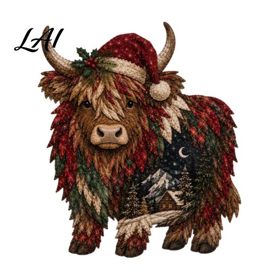 Christmas Patchwork Kit Fabric DIY Kit Adult Sewing Handcrafted Set with Art Pre-Cut Squares Holiday Animals Craft for Beginners Crafting
