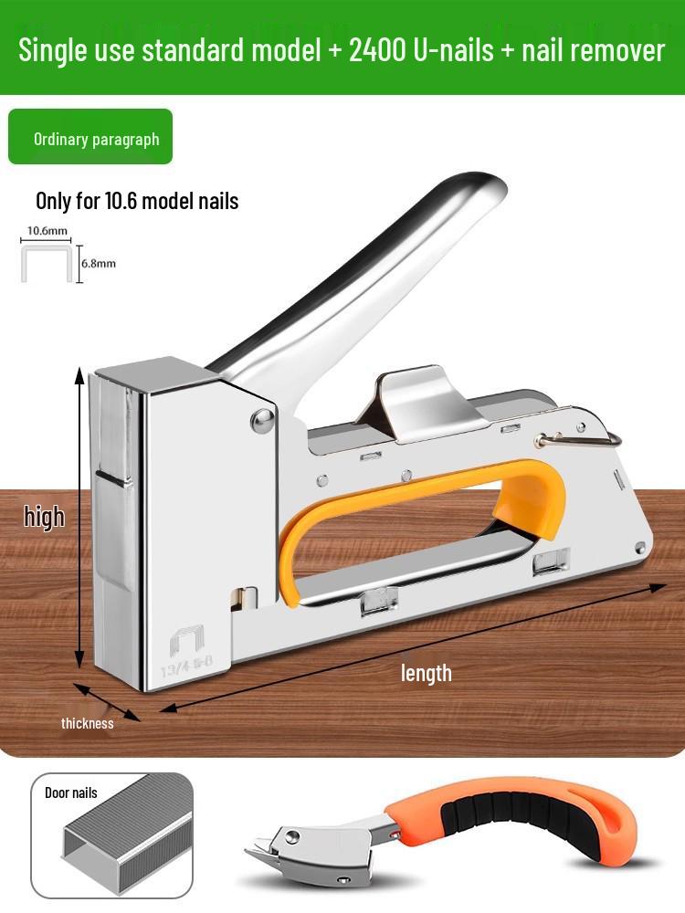 Manual Pneumatic Nail Gun: Brad Nailer, Steel Nailer, U-Shaped & Straight Nails for Wire Trough and Woodworking.