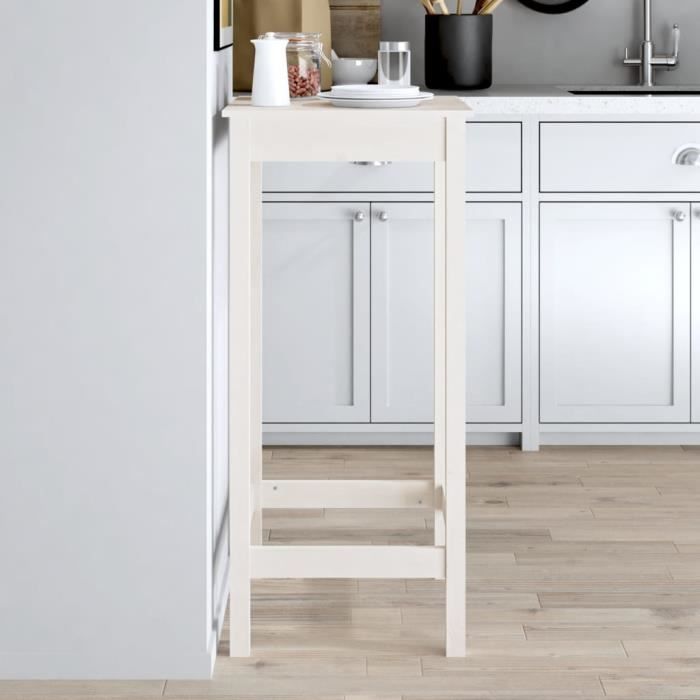 Table de bar - VIDAXL - 50x50x110 cm - Bois massif de pin - Blanc - Montage facile