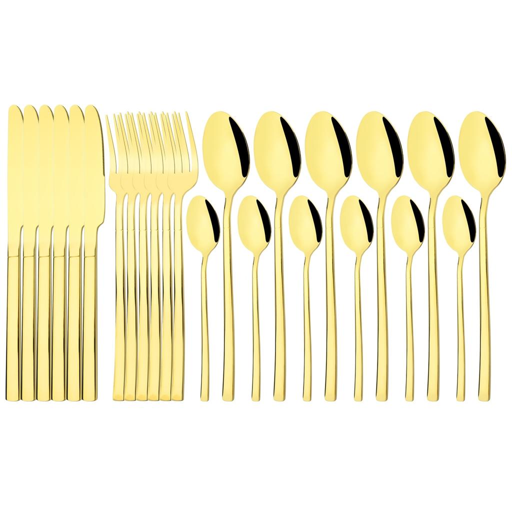 Set de tacâmuri din oțel inoxidabil cu oglindă, 24 buc, cuțit furculiță, lingură, veselă de masă, tacâmuri din oțel inoxidabil, set de argintărie pentru bucătărie