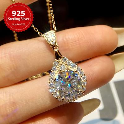 OXTAO with Certified Moissanite Water Drop Pendant Ladies 925 Silver D Color Lab Diamond Necklace Wedding Jewelry Gift