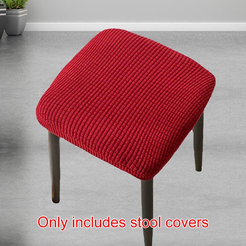 1Pc Stool Cover Dustproof Polyester Elastic Stool Chair Covers Removable Square Seat Cover Solid Color Chair Covers