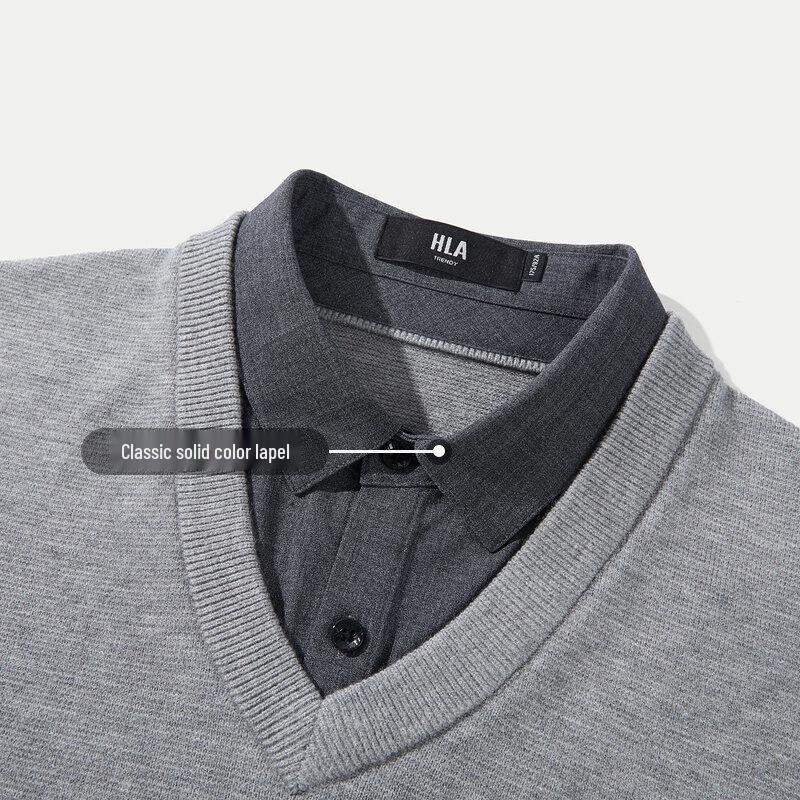 Herren Strickpullover mit langen Ärmeln im Fake-Zweiteiler-Look